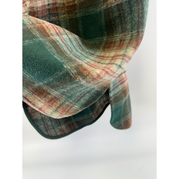 Maurices Green Plaid Longline Shacket Button Down Collared Rib Cuff Women Medium - Picture 8 of 13